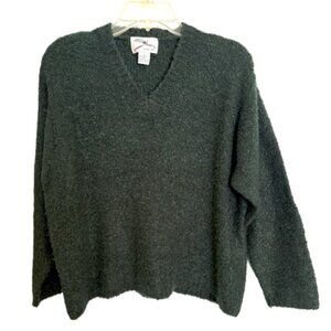 VINTAGE SML Sport LTD Green V-Neck Bouclé Sweater Sz Large